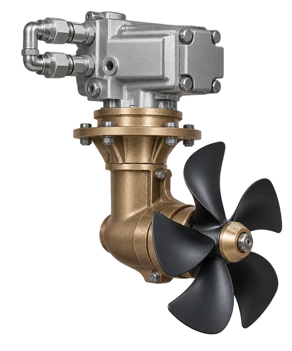 Conceptual hydraulic thrusters illustration, not an official model photograph.