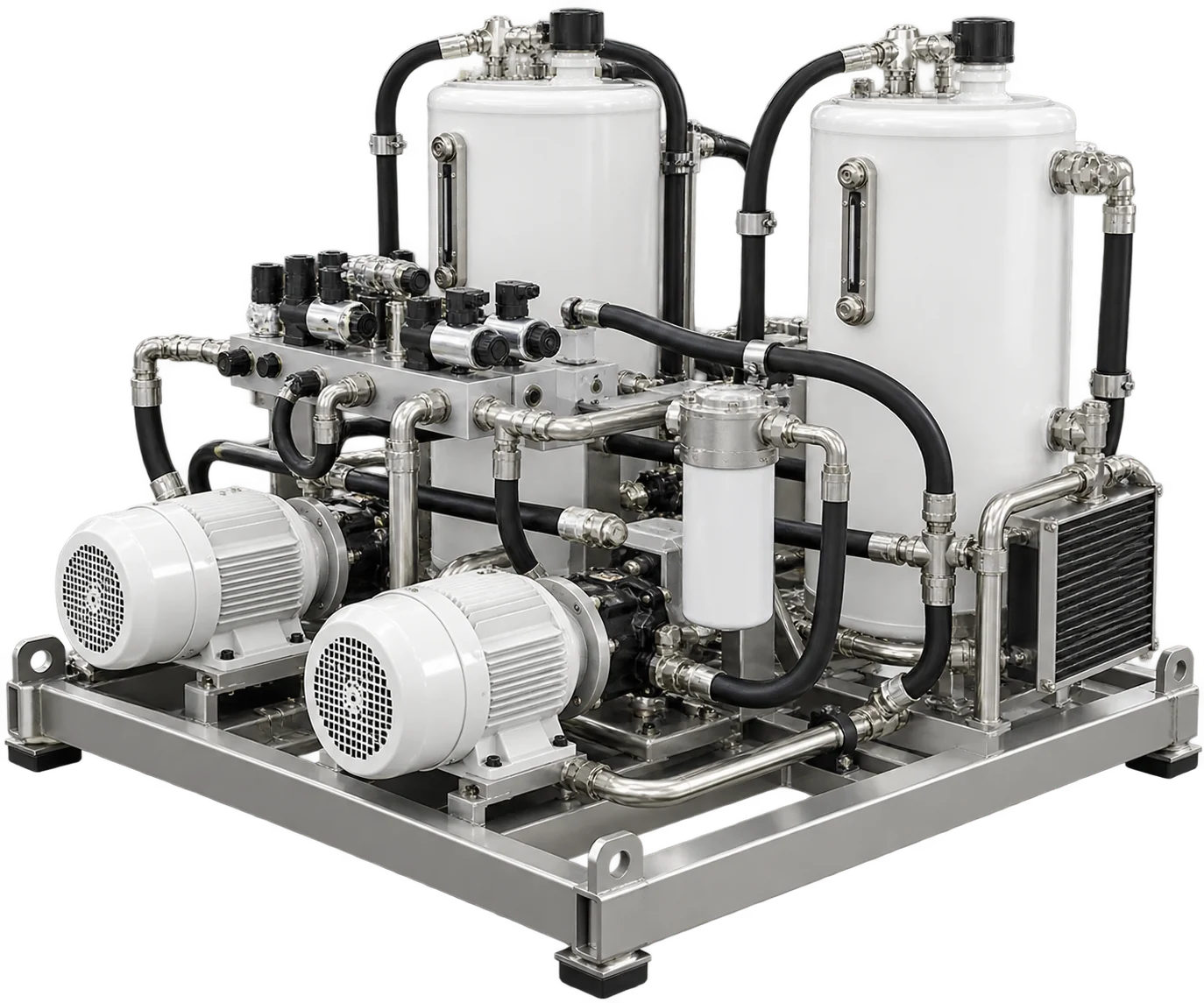 Conceptual hydraulic power systems illustration, not an official model photograph.