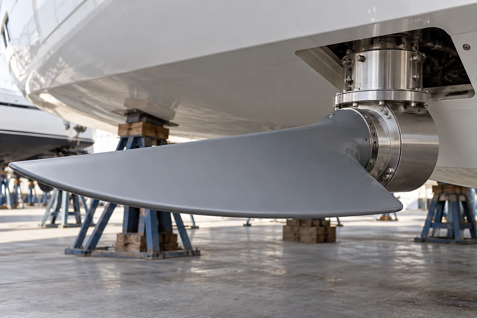 Illustrative marine stabilizer maintenance scene.