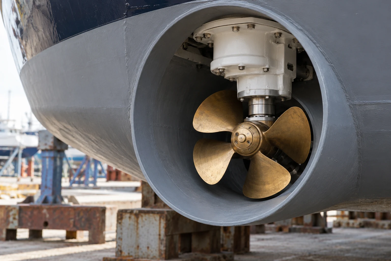 Illustrative marine thruster maintenance scene.