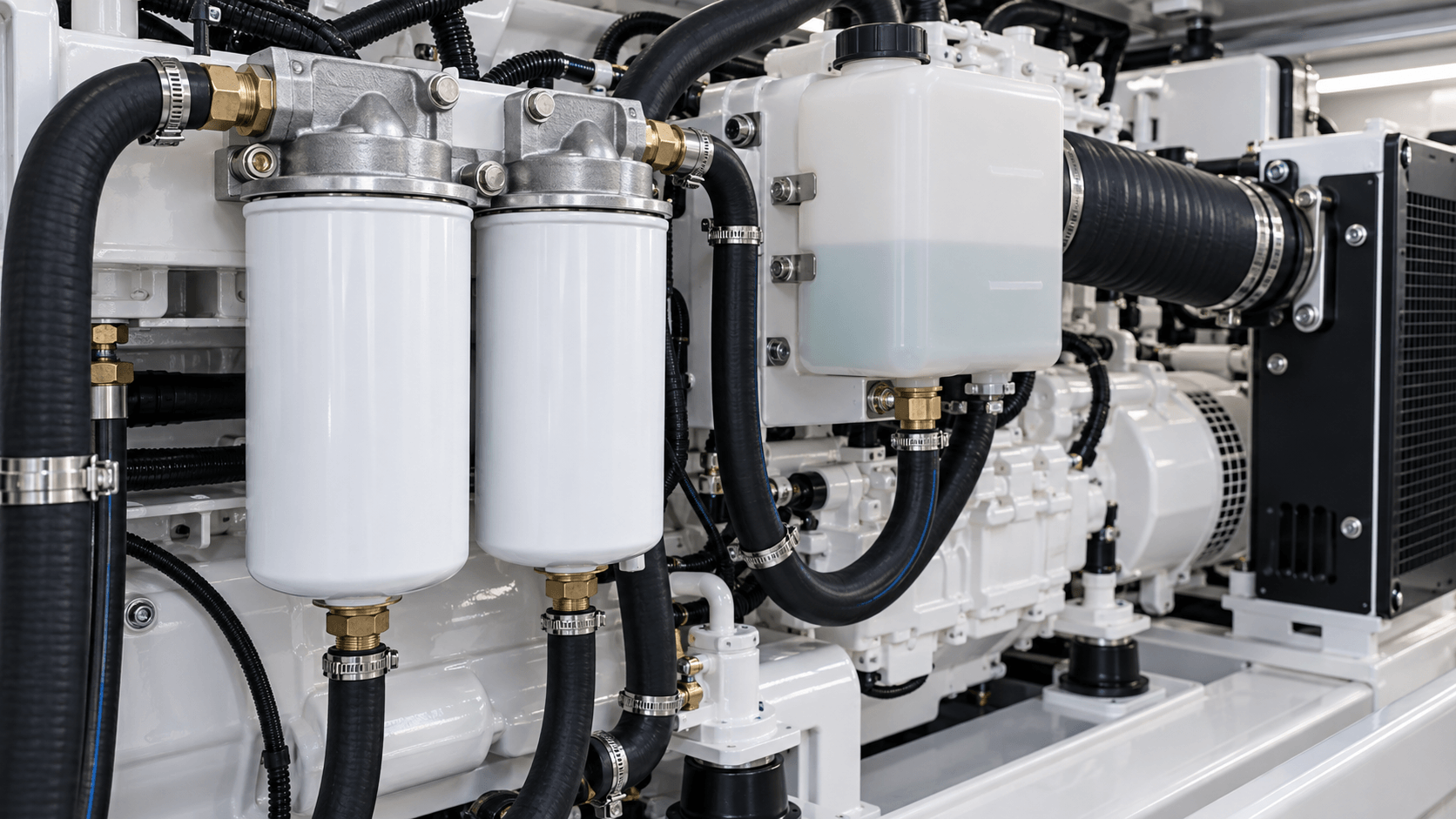 Marine generator filters and cooling hoses